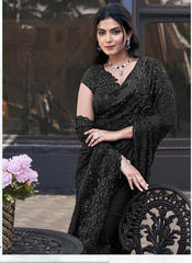 Nakshtra Black Party Wear Designer Saree