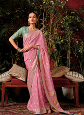 Elegance in Pink Magenta Dola Silk Saree