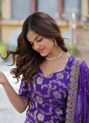 Nakshatra Purple Readymade Sharara Suit