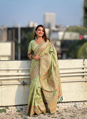 Nakshatra Pista Meenakari Saree