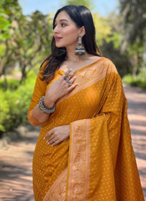 Nakshatra Mustard Banarasi Silk saree