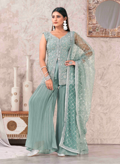 Nakshatra Sky Blue Sharara set