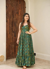 Nakshatra Green Readymade Long Gown