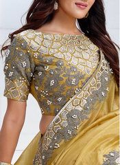 Nakshatra Mellow Mustard saree