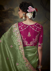 Nakshatra Stunning Light Green Embroidery Saree