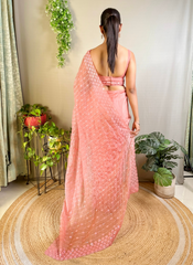Nakshatra Peach Embellished Sequence Saree