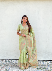 Nakshatra Pista Meenakari Saree