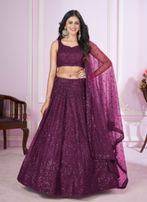 Nakshatra Purple Party Wear Sequence Lehenga