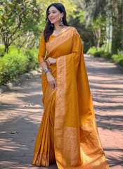 Nakshatra Mustard Banarasi Silk saree