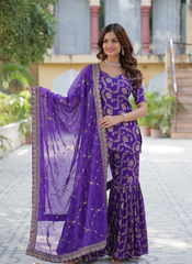 Nakshatra Purple Readymade Sharara Suit