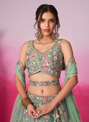 Nakshatra Pista Embroidery Lehenga
