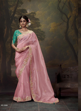 Nakshatra Stunning Pink Embroidery Saree