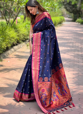 Nakshatra Nevy Blue Paithini Silk saree