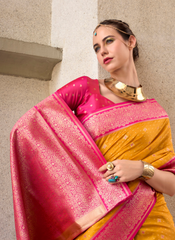 Nakshatra Orange Silk Saree