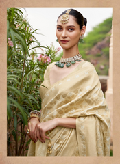 Nakshatra Beige Brocade Silk Saree