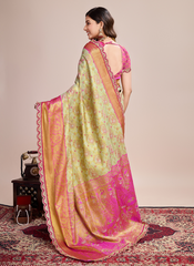 Nakshatra Beige Zari Silk Saree