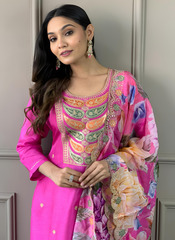 Nakshatra Readymade Pink Chanderi suit