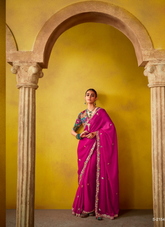 Nakshatra Magenta Glass Tissue Saree