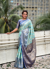 Nakshatra Light Blue Tissue Silk Saree