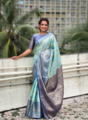Nakshatra Light Blue Tissue Silk Saree
