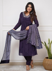 Nakshatra Purple Ethnic Kurta Set