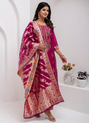 Nakshatra Readymade Purple Silk Suit