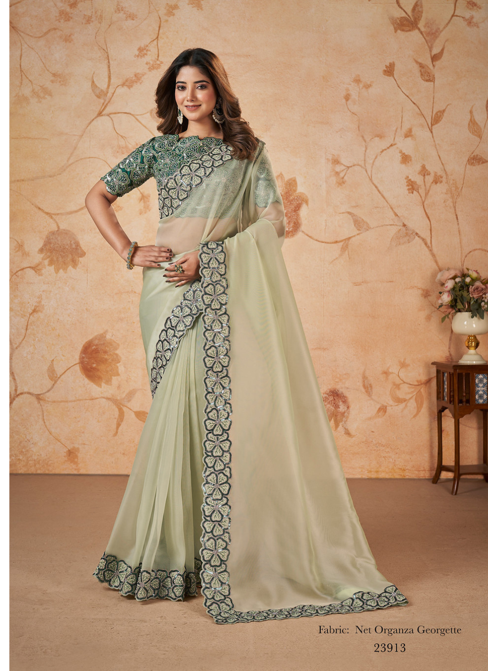 Ethereal Elegance Net Saree Ensemble