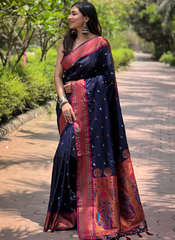 Nakshatra Nevy Blue Paithini Silk saree