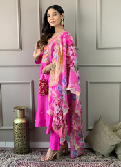 Nakshatra Readymade Pink Chanderi suit