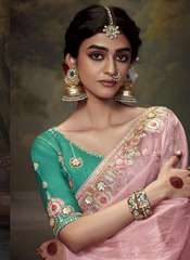 Nakshatra Stunning Pink Embroidery Saree