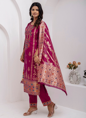 Nakshatra Readymade Purple Silk Suit