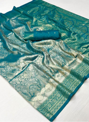 Nakshatra Turquoise Kanjeevaram saree