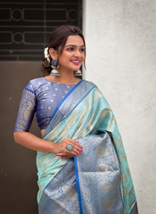 Nakshatra Light Blue Tissue Silk Saree