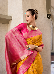 Nakshatra Orange Silk Saree