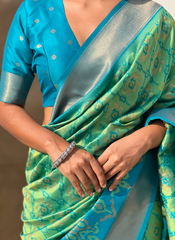 Nakshatra Sea Green Ikkat Patola Silk Saree