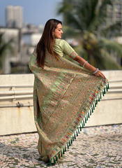 Nakshatra Pista Meenakari Saree