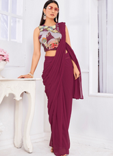 Nakshatra Mystical Maroon embroided Sari
