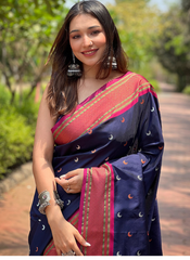 Nakshatra Nevy Blue Paithini Silk saree