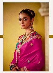 Nakshatra Magenta Glass Tissue Saree