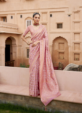 Nakshatra Pink Brocade Silk Saree