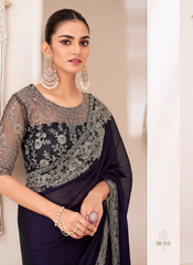 Nakshatra Blue Chiffon Saree