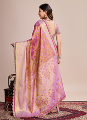 Nakshatra Purple Zari Silk Saree