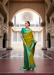 Nakshatra Mehandi Green Silk Saree