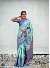 Nakshatra Light Blue Tissue Silk Saree