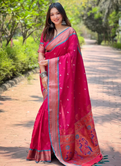 Nakshatra Pink Paithini Silk saree