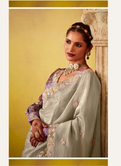 Nakshatra Silver Grey Glass Tissue Saree