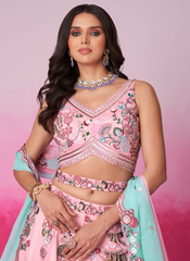 Nakshatra Pink Embroidery Lehenga