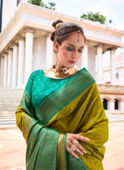 Nakshatra Mehandi Green Silk Saree