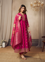 Nakshatra Pink Banarsi Silk Anarkali Suit