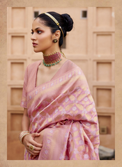 Nakshatra Pink Brocade Silk Saree